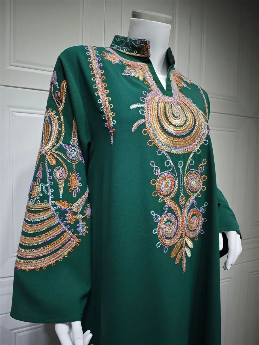 Ramadan Clothing Dubai Embroidery Abaya for Muslim Women's  Long Sleeve Dresses for Women Kaftan Muslim Dress Women Outfits