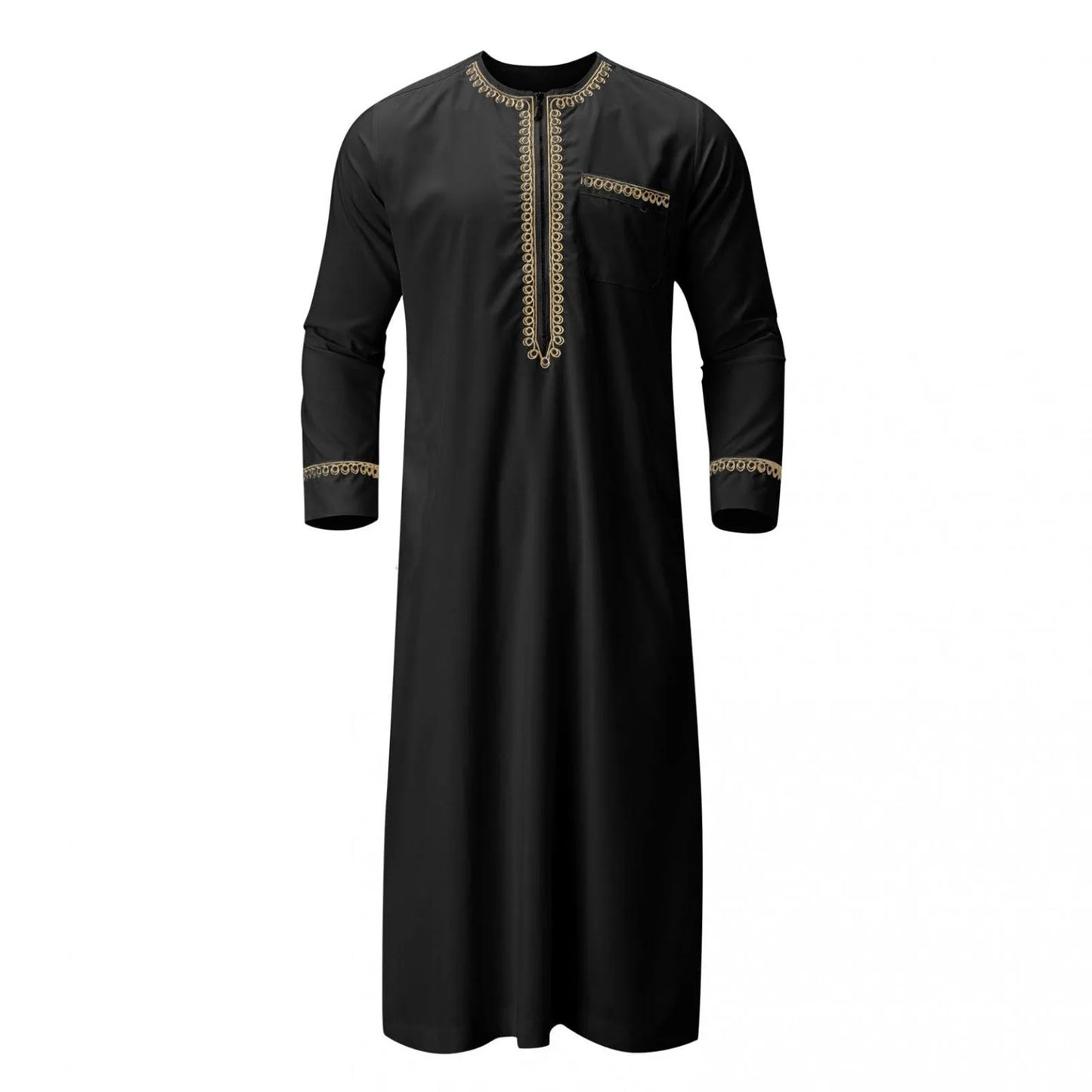 Men's Long Sleeve Kaftan Thobe Muslim Style for Men Casual Robe Kaftan