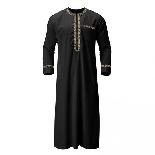 Men's Long Sleeve Kaftan Thobe Muslim Style for Men Casual Robe Kaftan