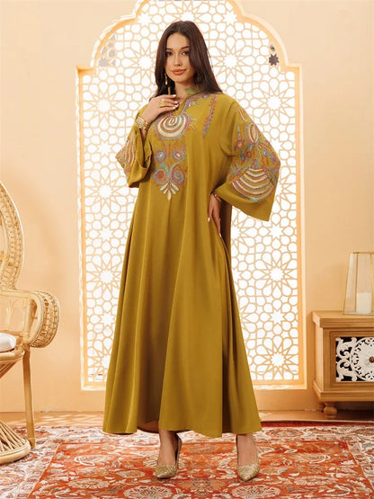 Ramadan Clothing Dubai Embroidery Abaya for Muslim Women's  Long Sleeve Dresses for Women Kaftan Muslim Dress Women Outfits