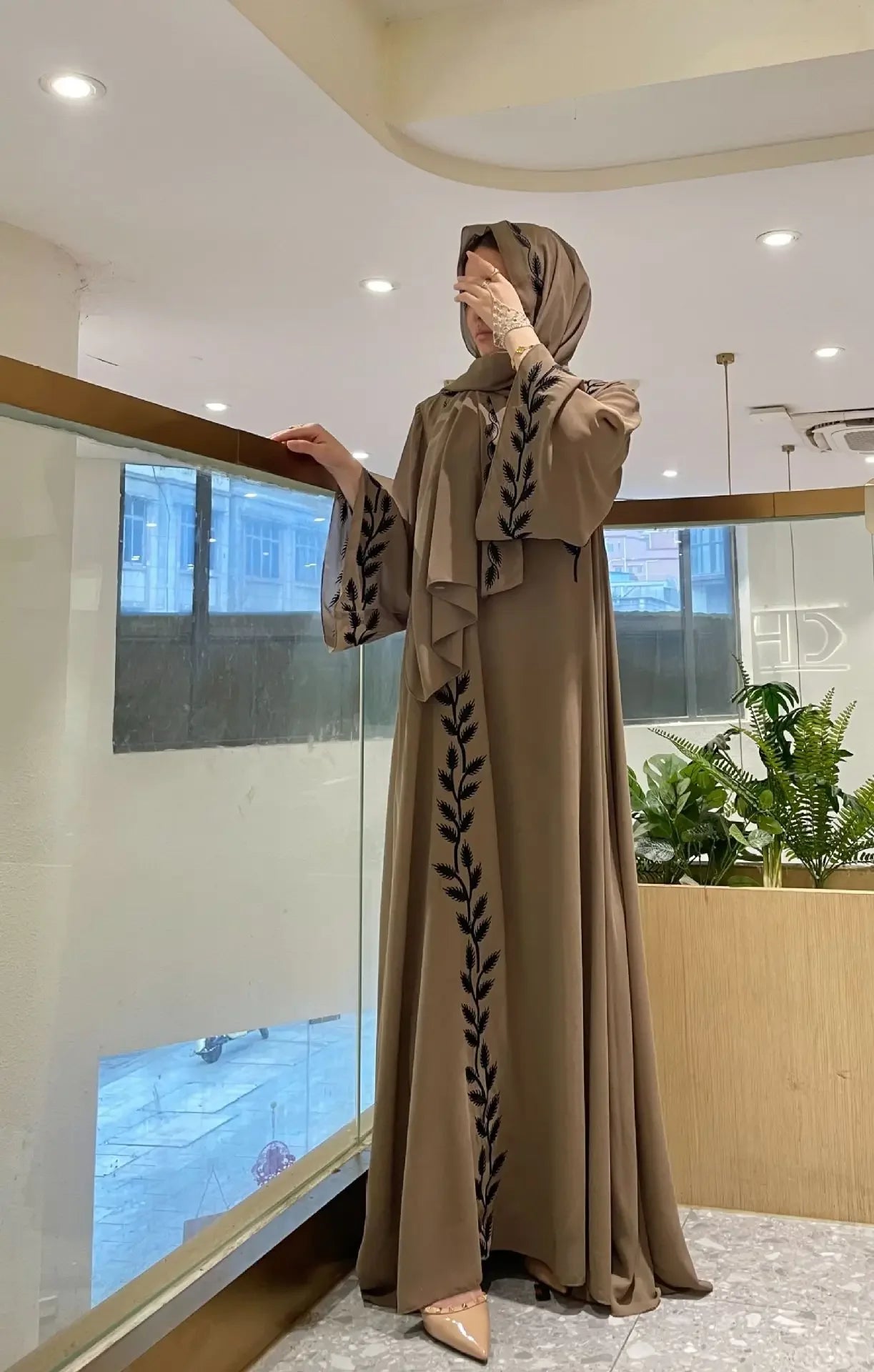 Eid Muslim Abaya for Women Embroidery Dress with Scarf 2 Piece Set Dubai Arab Long Robe Morocco Abayas Kaftan Headscarf Gorgeous