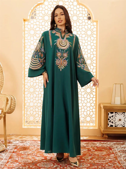 Ramadan Clothing Dubai Embroidery Abaya for Muslim Women's  Long Sleeve Dresses for Women Kaftan Muslim Dress Women Outfits