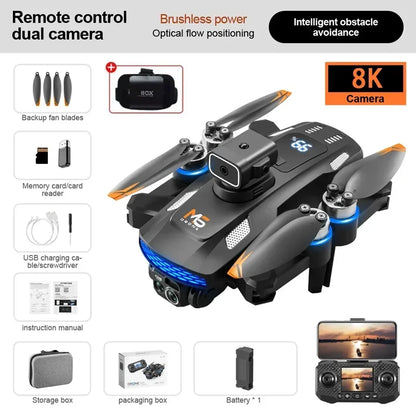 M6 Drone 8K HD Dual Camera Brushless With Screen Aerial Photography Optical Flow Obstacle Avoidance Folding RC Airplane Toy Gift