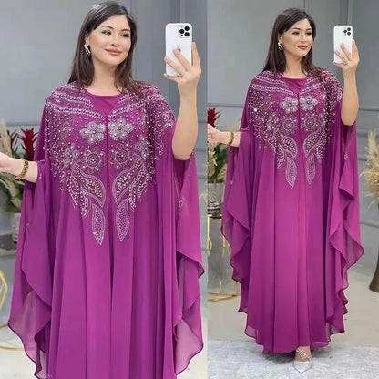 Women Luxury 2025 Chiffon Boubou Muslim Fashion Dress