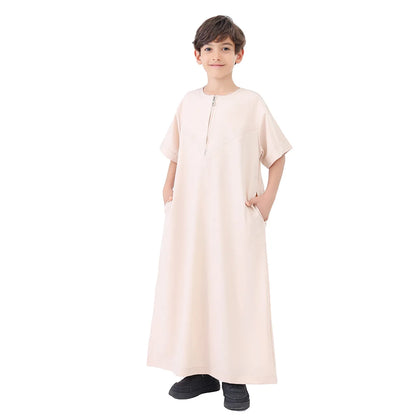 Muslim Boys Robe Kids Abaya Kaftan Prayer Islam Clothing Long Sleeve