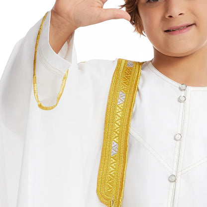 Modest East Kids Boy Robe Muslim Dress Islamic Dubai Saudi Children Open Stitch Abaya Prayer Ramadan Jubba Thobe Arab Clothing