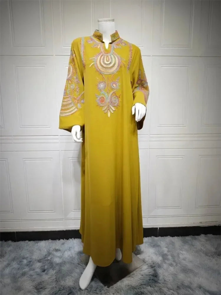 Ramadan Clothing Dubai Embroidery Abaya for Muslim Women's  Long Sleeve Dresses for Women Kaftan Muslim Dress Women Outfits