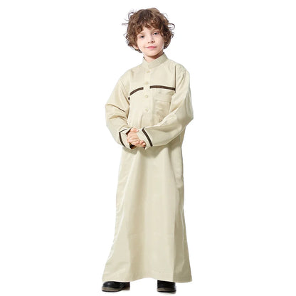 Muslim Boys Robe Kids Abaya Kaftan Prayer Islam Clothing Long Sleeve