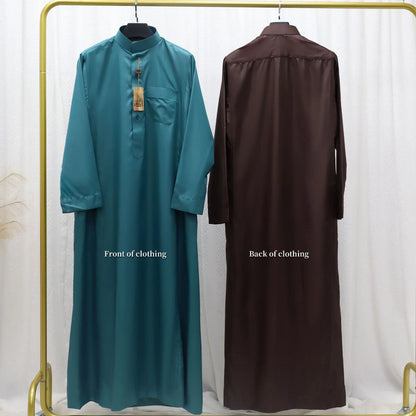 Muslim Eid Men Long Robe Kimono Dishdasha Abaya Kaftan Jubba Thobe