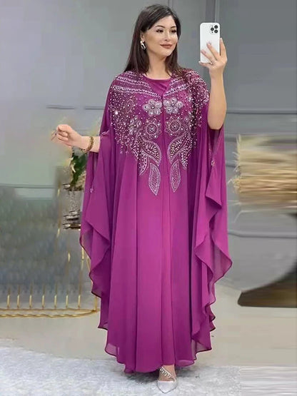 Women Luxury 2025 Chiffon Boubou Muslim Fashion Dress