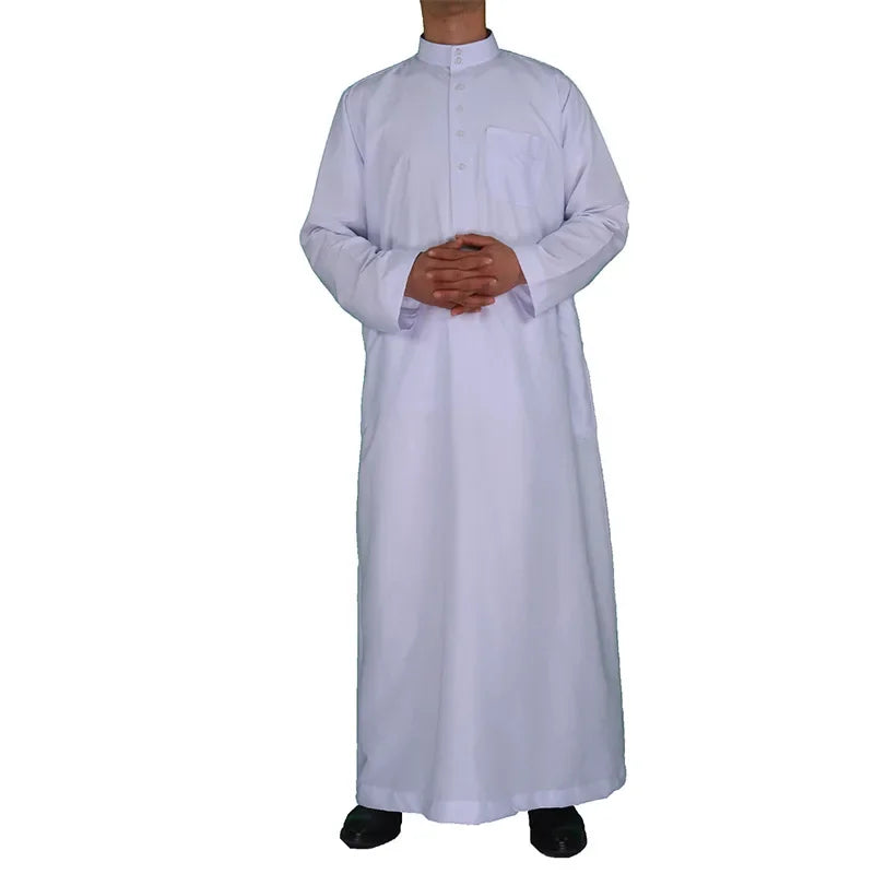 Abayas Men's Solid Color Crew Neck Jubba  Caftan