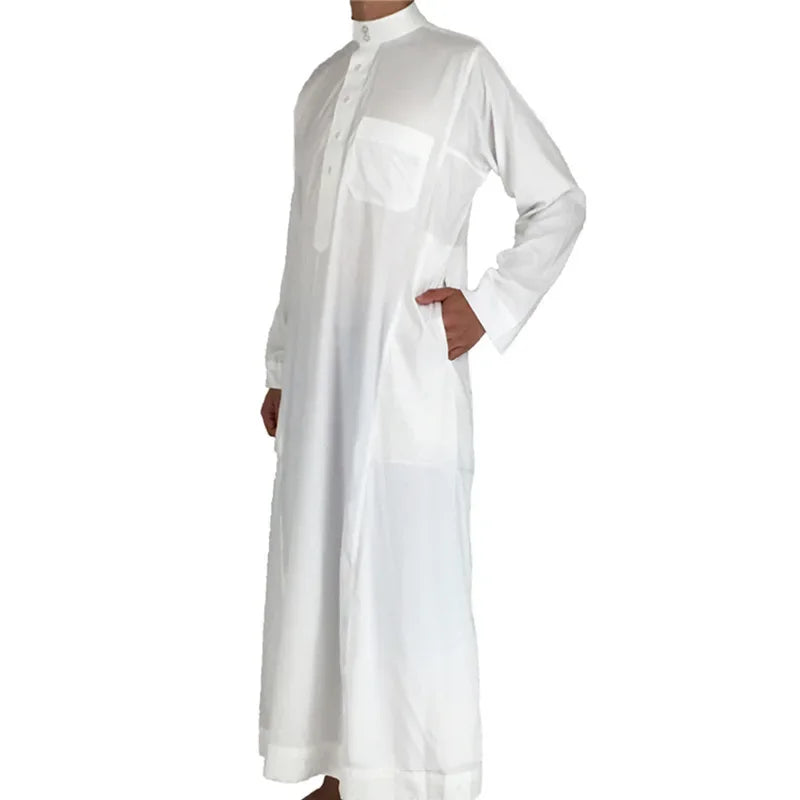 Abayas Men's Solid Color Crew Neck Jubba  Caftan