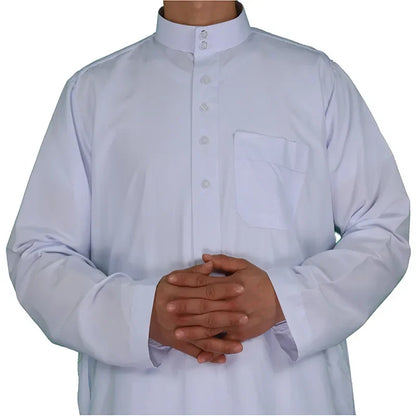 Abayas Men's Solid Color Crew Neck Jubba  Caftan