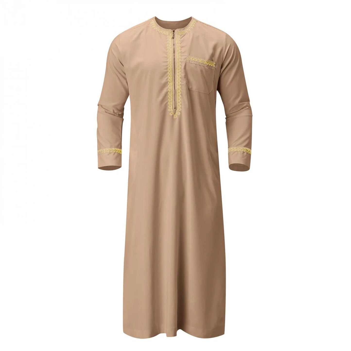 Men's Long Sleeve Kaftan Thobe Muslim Style for Men Casual Robe Kaftan