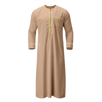 Men's Long Sleeve Kaftan Thobe Muslim Style for Men Casual Robe Kaftan