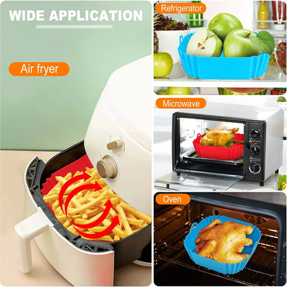 Air Fryer Silicone Liners Pot,Airfryer Basket Cooking Gadgets ,Reusable Baking Tray Non-stick Pizza Pan Oven Kitchen Accessories