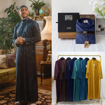 Muslim Eid Men Long Robe Kimono Dishdasha Abaya Kaftan Jubba Thobe