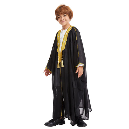 Modest East Kids Boy Robe Muslim Dress Islamic Dubai Saudi Children Open Stitch Abaya Prayer Ramadan Jubba Thobe Arab Clothing