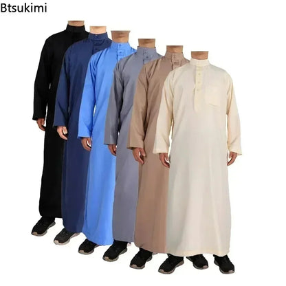 Abayas Men's Solid Color Crew Neck Jubba  Caftan