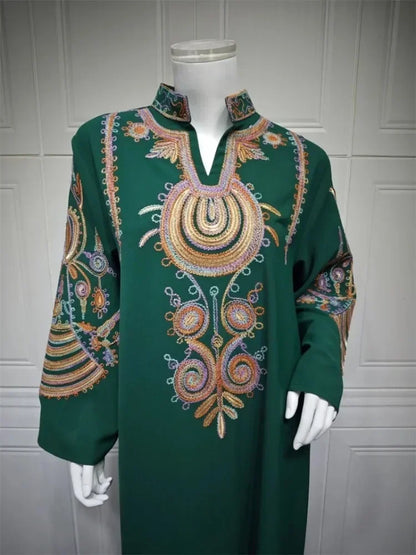 Ramadan Clothing Dubai Embroidery Abaya for Muslim Women's  Long Sleeve Dresses for Women Kaftan Muslim Dress Women Outfits