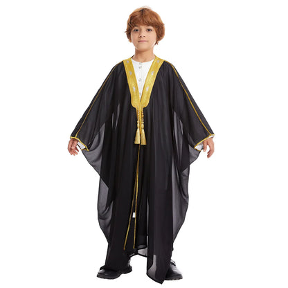 Modest East Kids Boy Robe Muslim Dress Islamic Dubai Saudi Children Open Stitch Abaya Prayer Ramadan Jubba Thobe Arab Clothing