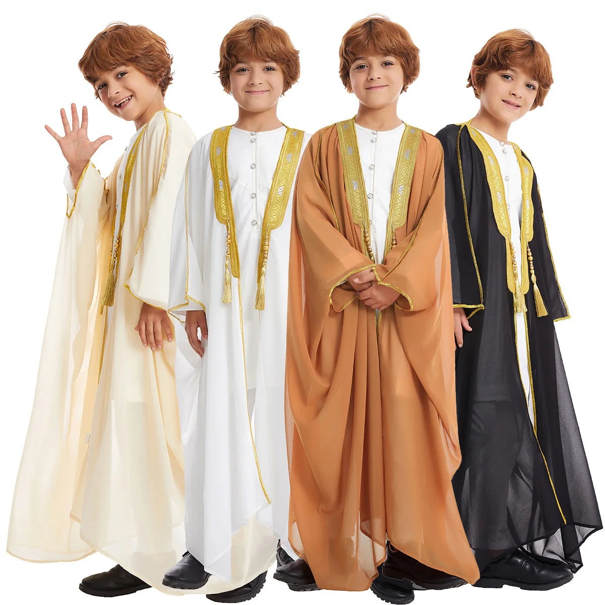 Modest East Kids Boy Robe Muslim Dress Islamic Dubai Saudi Children Open Stitch Abaya Prayer Ramadan Jubba Thobe Arab Clothing