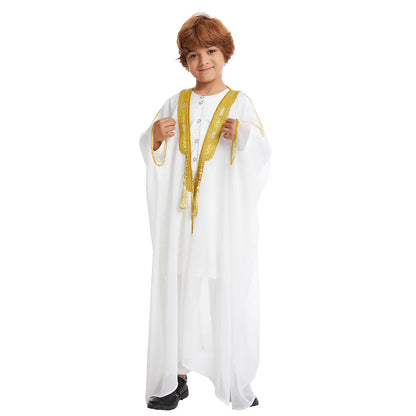 Modest East Kids Boy Robe Muslim Dress Islamic Dubai Saudi Children Open Stitch Abaya Prayer Ramadan Jubba Thobe Arab Clothing