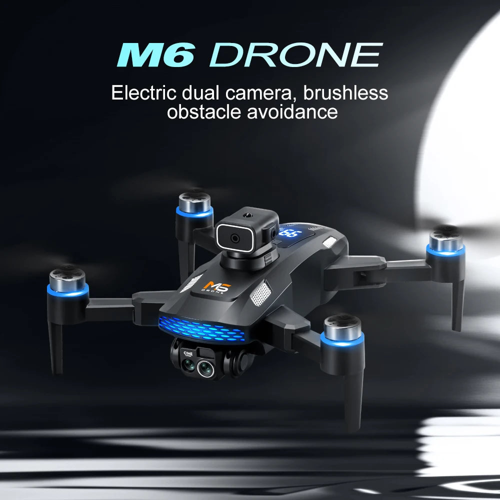 M6 Drone 8K HD Dual Camera Brushless With Screen Aerial Photography Optical Flow Obstacle Avoidance Folding RC Airplane Toy Gift