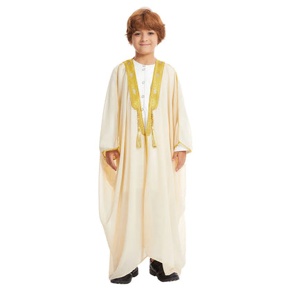 Modest East Kids Boy Robe Muslim Dress Islamic Dubai Saudi Children Open Stitch Abaya Prayer Ramadan Jubba Thobe Arab Clothing