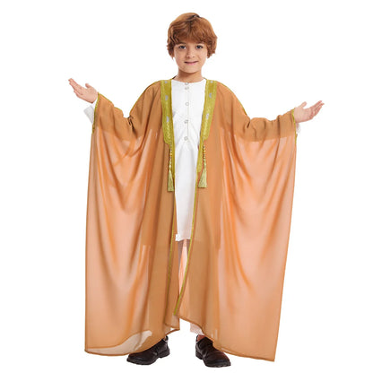 Modest East Kids Boy Robe Muslim Dress Islamic Dubai Saudi Children Open Stitch Abaya Prayer Ramadan Jubba Thobe Arab Clothing