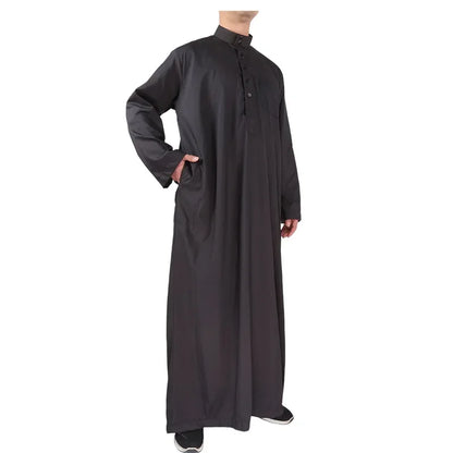 Abayas Men's Solid Color Crew Neck Jubba  Caftan