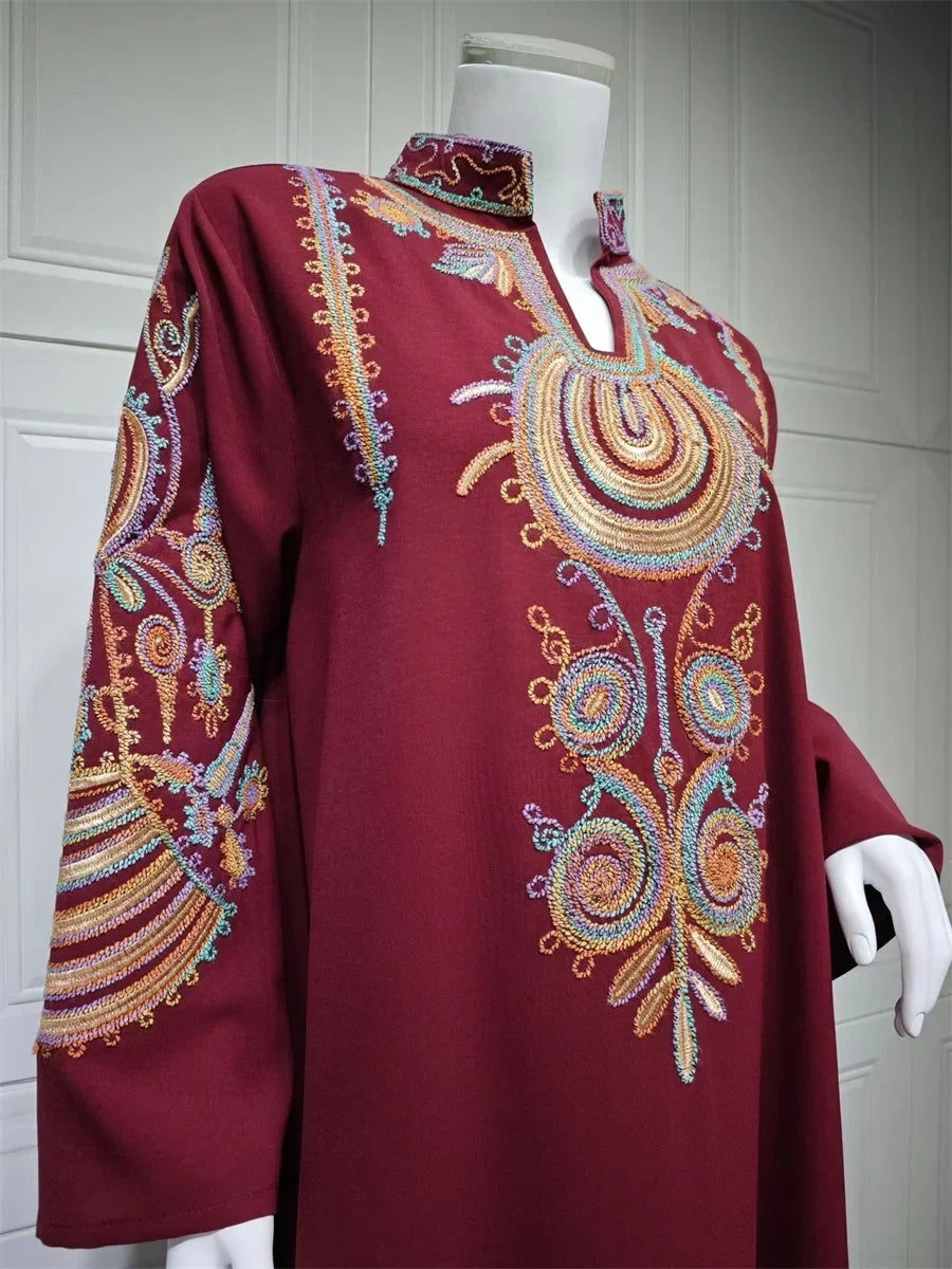 Ramadan Clothing Dubai Embroidery Abaya for Muslim Women's  Long Sleeve Dresses for Women Kaftan Muslim Dress Women Outfits