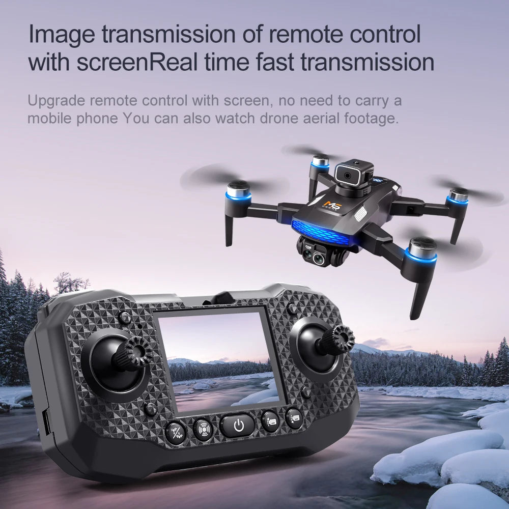 M6 Drone 8K HD Dual Camera Brushless With Screen Aerial Photography Optical Flow Obstacle Avoidance Folding RC Airplane Toy Gift