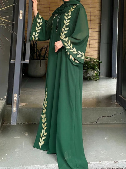 Eid Muslim Abaya for Women Embroidery Dress with Scarf 2 Piece Set Dubai Arab Long Robe Morocco Abayas Kaftan Headscarf Gorgeous