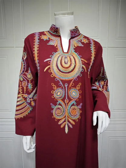 Ramadan Clothing Dubai Embroidery Abaya for Muslim Women's  Long Sleeve Dresses for Women Kaftan Muslim Dress Women Outfits