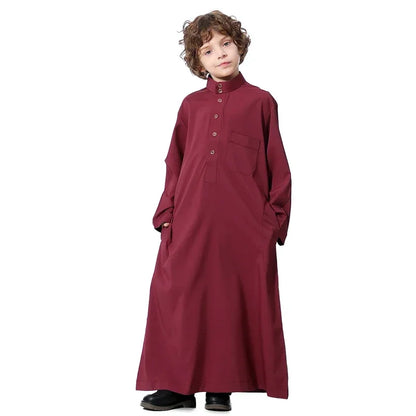 Muslim Boys Robe Kids Abaya Kaftan Prayer Islam Clothing Long Sleeve