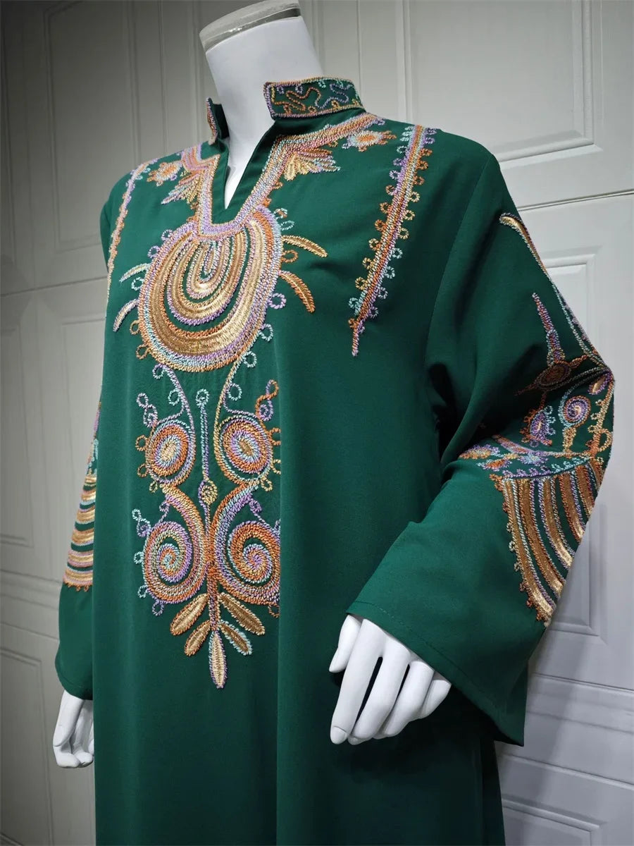 Ramadan Clothing Dubai Embroidery Abaya for Muslim Women's  Long Sleeve Dresses for Women Kaftan Muslim Dress Women Outfits