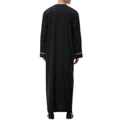 Men's Long Sleeve Kaftan Thobe Muslim Style for Men Casual Robe Kaftan